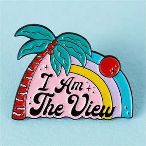 Usine en Chine, je suis la vue épingle en émail illustration des années 70 palmiers noix <span class=keywords><strong>de</strong></span> coco coucher <span class=keywords><strong>de</strong></span> soleil insigne <span class=keywords><strong>de</strong></span> plage insigne d'épinglette en métal rétro - Product Image 2