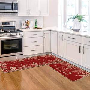 Skymoving Nouveau Lot de 2 <span class=keywords><strong>Tapis</strong></span> de <span class=keywords><strong>Cuisine</strong></span> Rouges de Noël Lavables en Caoutchouc Antidérapants pour Sol - Product Image 4