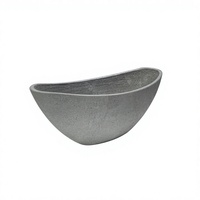 Jardinière pour plantes d'intérieur et d'extérieur, gris moyen mat, texture poreuse brossée, résine de poudre de pierre, imitation béton, côtés droits, conique
