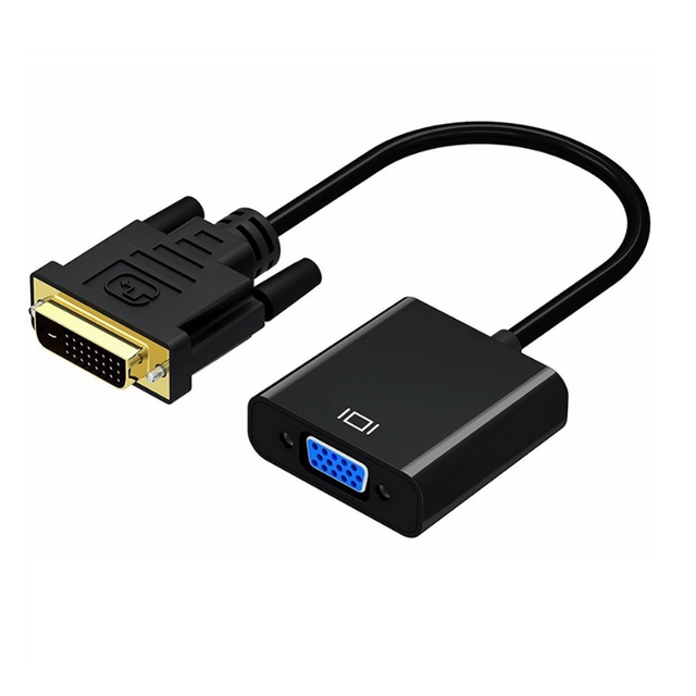 24+1 25-Pin DVI Male 15-Pin VGA Female Converter Cable DVI-D VGA Adapter Computer Monitor Supports 1080p Resolution Audio/Video