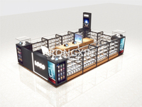 Kiosque moderne pour centre commercial, comptoir d'accessoires électroniques, vitrine en verre, design personnalisé, kiosque de présentation d'accessoires pour téléphones portables