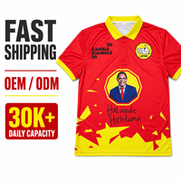 Camisetas Polo para Campaña Zambia, Rojas y Amarillas, con Impresión Completa de la Identidad del Equipo, Producción Rápida en Grandes Cantidades, Suministro de Fábrica