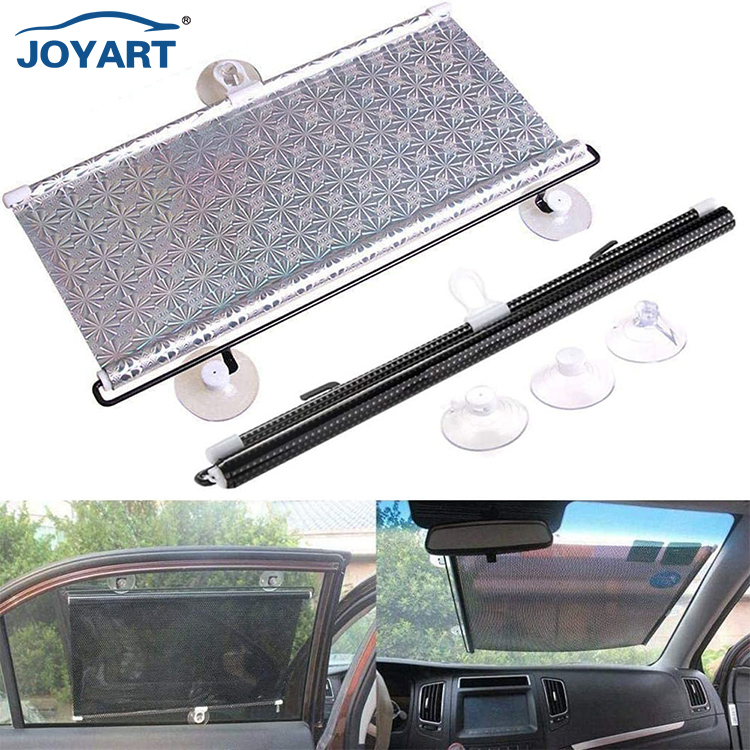 Car Suction Cup Retractable Side Window Roller Automatic Curtain Sunroof Sunshade With UV Protection