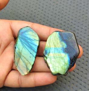 Pierres précieuses en Labradorite naturelle, 2 pièces polies, taille naturelle brute, spécimen, décoration de jardin, vente en gros - Product Image 4