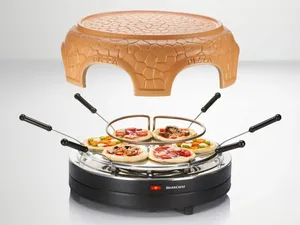 Hochwertige Sicherheit Einfache Reinigung Lebensmittel heizung Tragbare Kuppel Elektrischer Pizza-Backofen mit 6 kleinen Pfannen