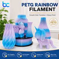 Filament d'imprimante 3D Becreative Tri-Color Rainbow PETG/PVA 3-en-1 Co-extrusion Haute Résistance 1,75 mm 245-255 1 kg/rouleau