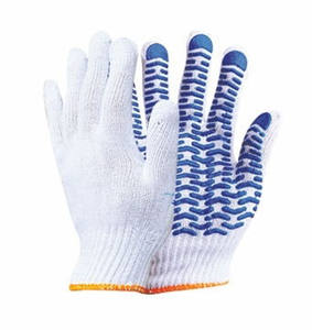 Guantes punteados negros baratos Guantes de trabajo de punto de algodón punteado de PVC de seguridad para protección de manos - Product Image 3