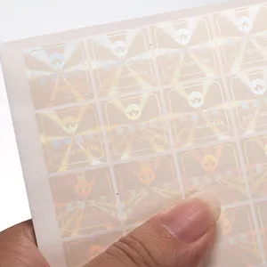 Benutzer definierte transparente Hologramm Aufkleber Glitter Laser Hologramm Aufkleber Holo graphische Etiketten Aufkleber