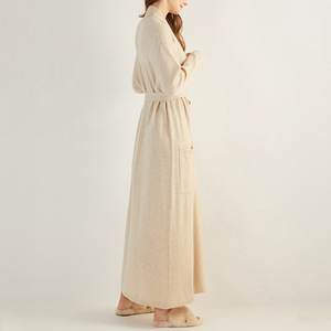 Long Sleeve Deep Wraps 100% Cashmere <strong>Cotton</strong> Wool Robes Dressing Gown Sexy Sweater Cardigan <strong>Bathrobe</strong> for Women - Product Image 2