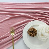 Nappe de table en tissu velours doux de 120 pouces (3 m) pour réception de mariage luxueuse, couleur rose poudré