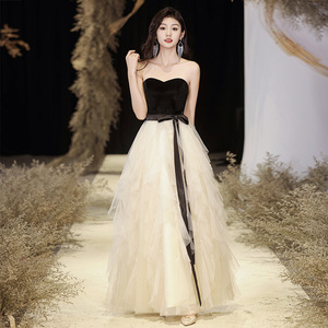 Vestido de <span class=keywords><strong>Novia</strong></span> Estilo Sexy Lujo Ligero Fiesta de Cumpleaños Reunión Anual Malla Cosida Top Tubo Examen de Arte - Product Image 5