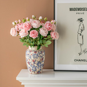 Flor Artificial de Seda Rosa Claro de 3 Cabezas, Estilo Mariposa de Lago Oeste, para Decoración de Bodas y Hogar - Product Image 3