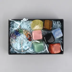 Wholesale High Quality Crystal Cube Hand Carving Seven Chakra Cube Gift Box