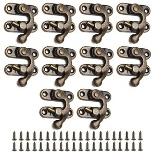 Cierre de cerradura Vintage antiguo, gancho de pestillo derecho, pestillo de brazo oscilante, Pestillos de caja de bronce plateado con tornillos, 10 Uds. - Product Image 2