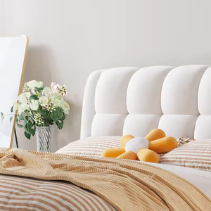 ชุดเครื่องนอนผ้าสไตล์ครีม เฟอร์นิเจอร์ห้องนอนมินิมอล เตียงคิงไซส์ดีไซน์เนอร์พร้อมที่เก็บของ เตียงหุ้มเบาะสไตล์โมเดิร์นแบบคลาวด์ ลดราคา - Product Image 3