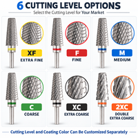 Fabricant OEM ODM Marque Privée Embouts à Ongles Professionnels en Carbure 5-en-1, Embouts de Sécurité pour Cuticules, Embouts de Lime à Ongles Professionnels avec Tige de 3/32 pouces