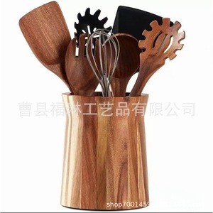 Boîte de rangement pour ustensiles de cuisine en bois massif, type cylindrique, pour la table et la cuisine - Product Image 3