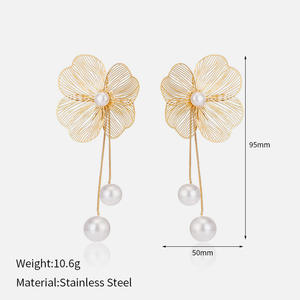 3D <b>Flower</b> Stud Earrings for Women, <b>Sweet</b> and Cool INS Style Gold-plated Stainless Steel Earrings - Product Image 6