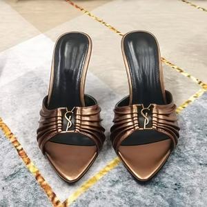 Sandalias de Tacón Alto de Diseñador de Lujo para Mujer, Marca de Moda, Tacones Altos Sexys para Mujer, Tacones Altos de Verano para Exteriores, Tallas Grandes - Product Image 4