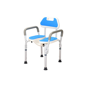 Chaise de douche en alliage d'aluminium réglable en hauteur avec accoudoirs pour personnes âgées et femmes enceintes - Product Image 1