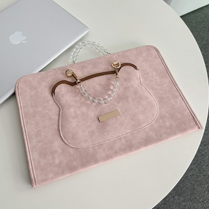 Sac à main pour ordinateur <span class=keywords><strong>portable</strong></span> rose style fille - Sac d'ordinateur en cuir PU tendance, étui pour ordinateur <span class=keywords><strong>portable</strong></span> pour usage quotidien - Product Image 4