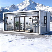 Maison Conteneur Modulaire Portable en Acier avec Murs en Verre Trempé, Design Moderne pour Hôtels, Bureaux Préfabriqués/Vérandas, Garantie 5 Ans