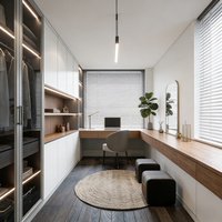 Meuble de dressing et dressing walk-in modernes en bois massif, sur mesure et assemblés en usine, pour chambre de villa
