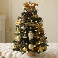 Sapin de Noël de bureau en plastique léger avec lumières LED réglables, design exquis, ambiance romantique, décoration intérieure