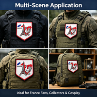 Écusson tissé personnalisé sur le thème de la France, avec drapeau français et motifs emblématiques, à thermocoller pour vestes, sacs et accessoires de mode