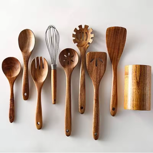 Vente chaude Ensemble de 5 pièces d'ustensiles de cuisine en bois de teck naturel, y compris une spatule - Product Image 5