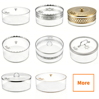 Boîte à bijoux personnalisée avec logo et taille, couvercle à bordure dorée ou argentée, lettres hébraïques, acrylique rond, Judaica, Lucite, boîte à matzah, présentoir
