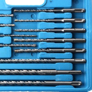 17 <b>Pc</b> Electric Hammer Drill Bit <b>Set</b> Round Shank Spiral Bits For Concrete Brick Wall Drilling Blue Case - Product Image 2