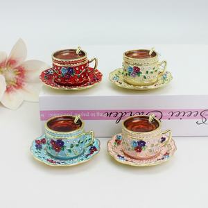 SHINNYGIFTS smaltato tazza di caffè scatole di gioielli in smalto con regali di fiori dipinti a mano per la decorazione della casa - Product Image 2