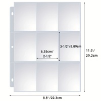 Protège-pages en PP à 9 poches pour cartes à collectionner, pour classeur à 3 anneaux, format standard, feuilles pour cartes de crédit