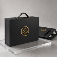 Boîte magnétique pliable avec logo personnalisé, carton gris, noir, écologique, recyclable, boîte d'emballage rigide pliable avec poignée pour cadeau