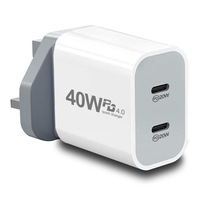 Chargeur USB multi-ports PD40W pour téléphone portable et écouteurs, adaptateur de charge rapide Type-C standard US UK AU EU, best-seller