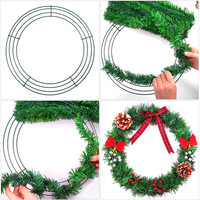 Cadres de couronnes de fleurs en métal vert foncé de 14 pouces pour la décoration de Noël, du Nouvel An et de la fête des Mères à suspendre à la porte