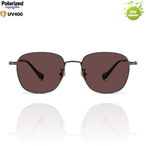 Lunettes de soleil en titane unisexes polarisées UV400 rondes vintage noires légères rétro confortables à monture intégrale pour l'extérieur - Product Image 1