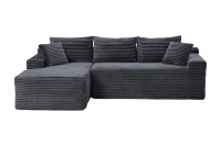 Canapé modulaire en forme de L avec chaise longue, revêtement en velours côtelé moderne, design ajustable, écologique et lavable, assise profonde