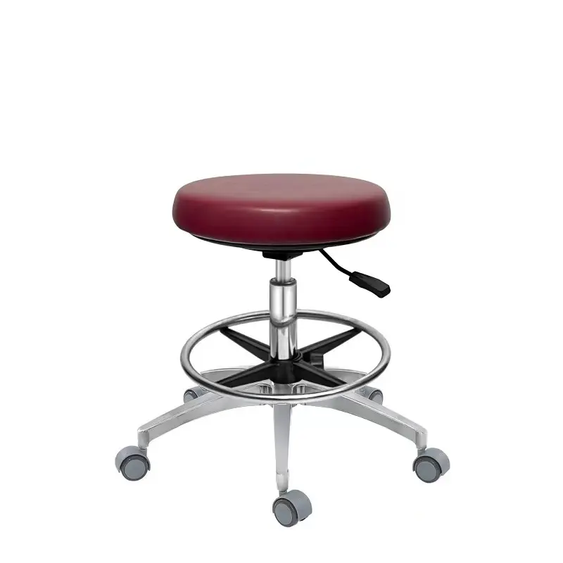 Chaise de tabouret mobile de docteur de commande de pied réglable en hauteur de cuir d'unité centrale de clinique d'hôpital avec le dossier d'accoudoir pivotant