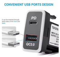 Toyota Vigo PD Type C Prise de courant USB, USB C et Charge rapide 3.0 Chargeur de voiture Adaptateur USB Port Socket pour Smartphone/Pad/Tablette