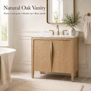 <span class=keywords><strong>Mobile</strong></span> <span class=keywords><strong>Bagno</strong></span> Artigianale Moderno in Rovere, Lavabo con Top in Marmo di Carrara a 2 Ante per Villa, <span class=keywords><strong>Mobile</strong></span> Lavabo Nordico, Essenziale per la Sala <span class=keywords><strong>Bagno</strong></span> - Product Image 6