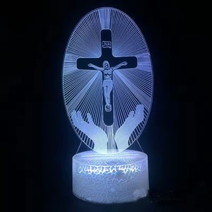 Sunssy jésus 3d <span class=keywords><strong>Led</strong></span> lampe pour chambre veilleuses <span class=keywords><strong>Action</strong></span> chrétien Figure Avatar Bible béni vierge chambre décor cadeau Luces - Product Image 3