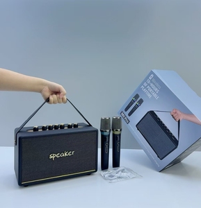 New Mii Pro Retro Hifi Stereo Bass KTV Bluetooth Loa 2 Microphone Âm Nhạc Không Dây Di Động Karaoke Loa Mic Cho Đảng - Product Image 5