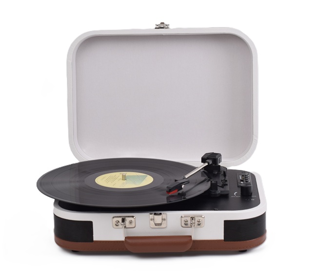 Unique Design Portable Suitcase Vinyl Record Player- Antique BT Turntable Record Player with USB MP3 Play & Encoding