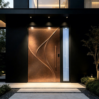 Luxury Modern 3D Carved Timber Wooden Solid Wood Exterior House Front Main Door Postmodern Design