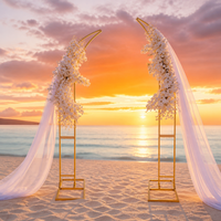 Arche de mariage pliable dorée incurvée de 2,1 m de hauteur, support métallique durable pour toile de fond, idéale pour cérémonies romantiques intérieures/extérieures