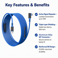 Fabrika 10M USB C - USB C 3.2 Gen 1 Uzatma Kablosu 5Gbps Düşük Gecikmeli Esnek TPE Endüstriyel Tıbbi Ekipman Toptan OEM