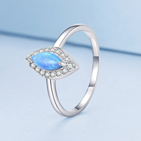 925 argent Sterling cheval oeil en forme bleu opale clair Zircon anneaux pour femmes mauvais œil fête anneau mode bijoux cadeau BSR350