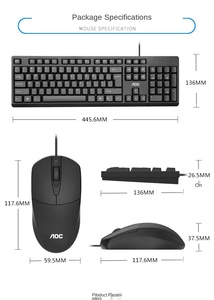 AOC KM160ชุดคีย์บอร์ดและเมาส์เดสก์ท็อป,แป้นพิมพ์และคอมพิวเตอร์โน๊ตบุ๊คแบบมีสาย LED กันน้ำ Usb โน้ตบุ๊ค <span class=keywords><strong>Hp</strong></span> Stock 1600 - Product Image 5